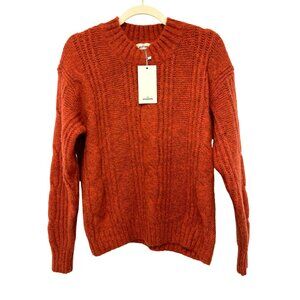 New Korner Cable Knit Pullover Sweater S/M Rust Acrylic Blend